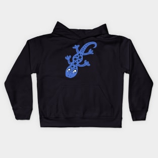 Blue Gecko Lizard Drawing with Spots Kids Hoodie